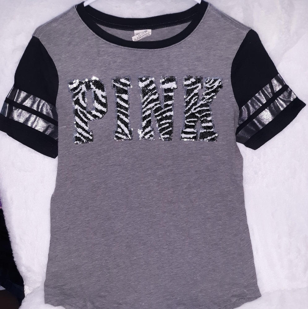 PINK black and grey t-shirt